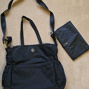 Black Nylon Tote Bag with Changing Pad